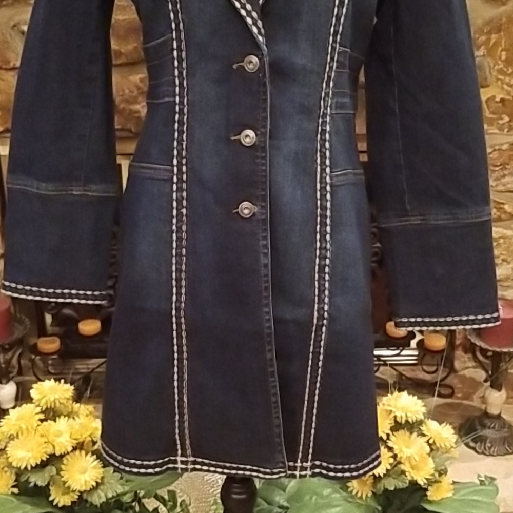 Midnight Velvet Denim Long Jacket - Picture 9 of 14